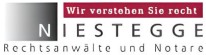 Grafik mit dem Text "Wir vorsteben Sie recht" und das Logo von Niestegge, Rechtsanwälte und Notare.