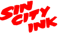 Sinnloser, rot geschriebener Text "SINK ENJOY" mit kleinerer Unterzeile "THE BEST GAMES AHEAD" auf schwarzem Hintergrund.