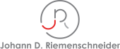Logo mit einem stilisierten, abstrakten Gesicht und dem Text "Johann D. Riemenschneider RECHTSANWALT" darunter.