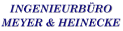 Text "INGENIEURBÜRO MEYER & HEINECKE" in blauer, schräger Schrift auf weißem Hintergrund
