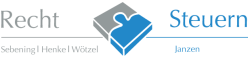 Grafik mit Puzzle-Logo, Text "Recht" und "Steuern", sowie die Namen "Sebening | Henke | Wötzel" und "Janzen".