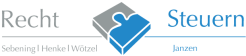 Grafik mit Puzzle-Logo, Text "Recht" und "Steuern", sowie die Namen "Sebening | Henke | Wötzel" und "Janzen".