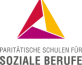 Farbiges Logo mit Dreiecken und der deutschen Aufschrift "Paritätische Schulen für Soziale Berufe"