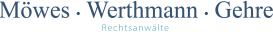 Logo mit den Namen "Möwes · Werthmann · Gehre" und der Bezeichnung "Rechtsanwälte" darunter.