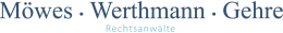 Logo mit den Namen "Möwes · Werthmann · Gehre" und der Bezeichnung "Rechtsanwälte" darunter.