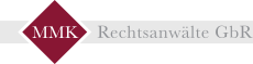 MMK Rechtsanwälte GbR Logo mit schwarzem, grauem und burgunderfarbenem Design