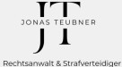 Logo mit den Initialen "JT" und dem Namen "Jonas Teubner" darunter, sowie der Beschreibung "Rechtsanwalt & Strafverteidiger".