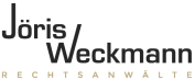 Das Logo zeigt den Namen "Jöris Weckmann" mit dem Titel "Rechtsanwälte" darunter, in einer eleganten, modernen Schriftart.