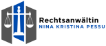 Rechtsanwältin-Logo mit Waage und Name Nina Kristina Pessu