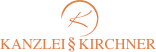 Logo der Kanzlei Kirchner mit stilisiertem orangefarbenem Kreis und Schriftzug „KANZLEI KIRCHNER“.