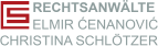 Rechtsanwälte-Logo mit Namen Elmír Čenánović und Christina Schlötzer