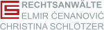 Rechtsanwälte-Logo mit Namen Elmír Čenánović und Christina Schlötzer