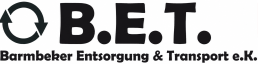 Logo der Barmbeker Entsorgung & Transport e.K. mit Recycling-Symbol und Wappen.