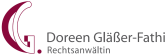 Logo mit stilisiertem G und Text "Doreen Gläser-Fathi Rechtsanwältin"