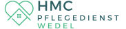 Logo der HMC Pflegedienst Wedel mit Herz- und Haus-Symbolen.