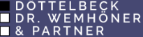 Logo mit weißen und grauen Quadraten und dem Text "Döttelbeck Dr. Wemhöner & Partner" auf dunklem Hintergrund