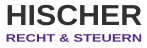 Logo mit dem Schriftzug „HISCHER“ und „RECHT & STEUERN“ in Grau und Violett.