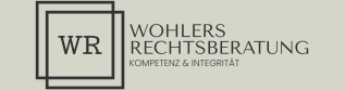 Logo der Wohlers Rechtsberatung mit ineinander verschachtelten Quadraten und dem Schriftzug „Kompetenz & Integrität“.