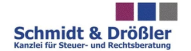 Schmidt & Dröbler Logo mit Text "Kanzlei für Steuer- und Rechtsberatung" und drei farbigen Quadraten.