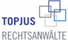 Logo mit dem Text "TOPJUS RECHTSANWÄLTE" in Blau und Grau, mit stilisierten Rechtecken.