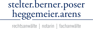 Logo mit dem Text "stelter.berner.poser heggemeier.arens" und den Worten "rechtsanwälte | notarin | fachanwälte" darunter.