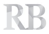 Großes, silbernes "RB" auf schwarzem Hintergrund
