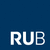 Der Schriftzug "RUB" auf dunkelblauem Hintergrund.
