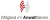 Logo mit roten und grauen Wellenlinien über dem Text "Mitglied im AnwaltVerein"