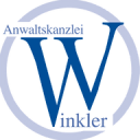 Ein kreisförmiges Logo mit einem großen blauen "W" in der Mitte, umgeben von einem dünnen grauen Kreis. Über dem "W" sind die Worte "Ausstattung" und "Winkler" in kleiner Schrift.