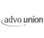 "Advo Union Logo mit schwarzer Schrift und geschwungener Linie darunter"