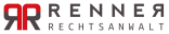 Logo mit zwei stilisierten roten und schwarzen "R" und dem Text "RENNER RECHTSANWALT"