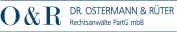 Logo mit Text "O & R Dr. Ostermann & Rüter Rechtsanwälte PartG mbB" in Blau.