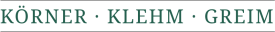 Der Schriftzug "KÖRNER · KLEHM · GREIM" in grüner Schrift auf weißem Hintergrund