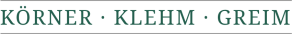 Der Schriftzug "KÖRNER · KLEHM · GREIM" in grüner Schrift auf weißem Hintergrund