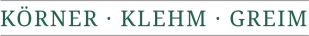Der Schriftzug "KÖRNER · KLEHM · GREIM" in grüner Schrift auf weißem Hintergrund