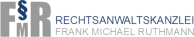 Rechtsanwaltskanzlei-Logo mit den Buchstaben "FMR" und dem Namen "Frank Michael Ruthmann" in blauer und grauer Schrift.