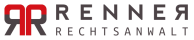 Logo mit zwei stilisierten roten und schwarzen "R" und dem Text "RENNER RECHTSANWALT"