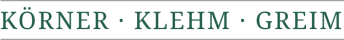 Der Schriftzug "KÖRNER · KLEHM · GREIM" in grüner Schrift auf weißem Hintergrund