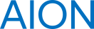 Der Schriftzug "AON" in blauer Farbe.
