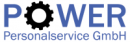 Logo mit dem Text "POWER Personalservice GmbH" und einem Zahnrad-Symbol.
