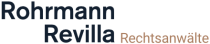 Logo mit dem Text "Rohrmann Revila Rechtsanwälte" in dunklem Blau und Braun.