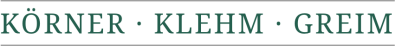 Der Schriftzug "KÖRNER · KLEHM · GREIM" in grüner Schrift auf weißem Hintergrund