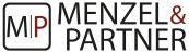 Menzell & Partner Logo mit Text in Schwarz und Rot