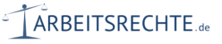 Logo mit Waage und dem Text "ARBEITSRECHTE.de" in Blau