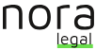 Das Logo mit dem Text "nora" in schwarzer Schrift und "legal" in grüner Schrift.