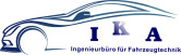 Skizze eines Autos mit dem Text "IKA Ingenieurbüro für Fahrzeugtechnik"