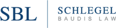SBL und Schegel Baudis Law Logo auf schwarzem Hintergrund