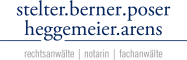 Logo mit dem Text "stelter.berner.poser heggemeier.arens" und den Worten "rechtsanwälte | notarin | fachanwälte" darunter.