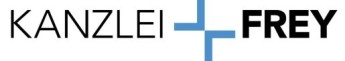 Kanzlei-Frey-Logo mit Schriftzug und Kreuzsymbol