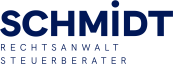 Schmidt Rechtsanwalt Steuerberater Logo in dunklem Blau.